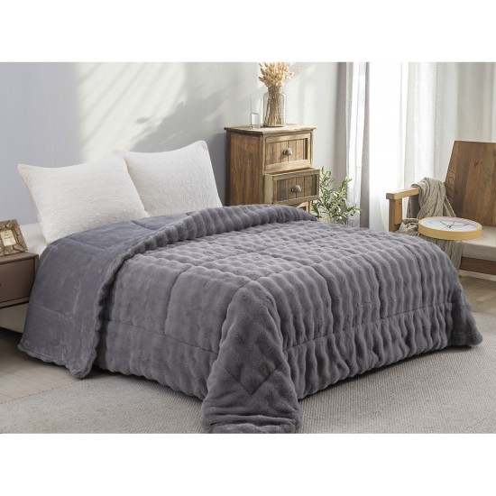 ΚΟΥΒΕΡΤΟΠΑΠΛΩΜΑ ΓΟΥΝΑ/FLANNEL ΥΠΕΡΔΙΠΛΟ 220X240 ADAM HOME (910) GREY