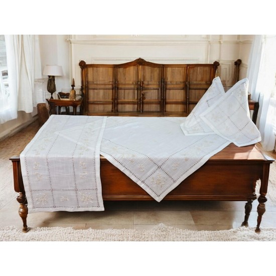 ΣΕΤ ΚΑΡΕ 4ΤΜΧ ΛΙΝΟ ΜΕ ΑΖΟΥΡ ΚΑΙ ΚΕΝΤΗΜΑ ΧΕΙΡΟΣ SQUARE 85Χ85+40Χ100 + (2)40Χ40 LINEAHOME