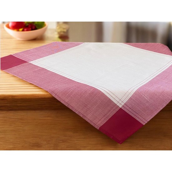 ΚΑΡΕ ΛΙΝΟ 85Χ85 ΜΕ ΦΑΣΑ ΔΙΧΡΩΜΟ FLEUR 5580 KOKKINO LINEAHOME