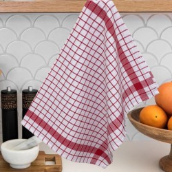 ΠΕΤΣΕΤΑ ΚΟΥΖΙΝΑΣ ΚΑΡΩ GRID ΚΟΚΚΙΝΟ 100% ΒΑΜΒΑΚΕΡΗ 50Χ70 LINEAHOME