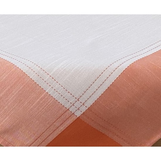 ΤΡΑΠΕΖΟΜΑΝΤΗΛΟ ΛΙΝΟ ΜΕ ΦΑΣΑ ΔΙΧΡΩΜΟ FLEUR 5580 ΠΟΡΤΟΚΑΛΙ 140Χ140 LINEAHOME