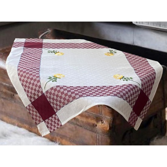 ΤΡΑΠΕΖΟΜΑΝΤΗΛΟ ΛΙΝΟ ΖΑΚΑΡ  ΜΕ ΚΕΝΤΗΜΑ  ROSE 5580 ΜΠΟΡΝΤΩ 140Χ180 LINEAHOME