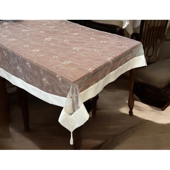 ΤΡΑΠΕΖΟΜΑΝΤΗΛΟ ΒΟΥΑΛ ΜΕ ΚΕΝΤΗΜΑ CAMELIA 180Χ220 LINEAHOME