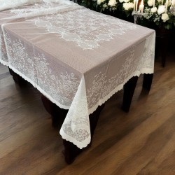 ΤΡΑΠΕΖΟΜΑΝΤΗΛΟ ΔΑΝΤΕΛΑ  ROSES ΛΕΥΚΟ 160Χ220 LINEAHOME