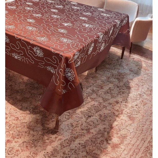 ΤΡΑΠΕΖΟΜΑΝΤΗΛΟ  ΣΑΤΙΝΕ ΖΑΚΑΡ ΜΕ ΦΑΣΑ PUZZLE 140X180 LINEAHOME