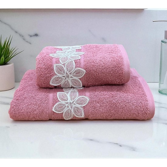 ΣΕΤ ΠΕΤΣΕΤΕΣ 2ΤΜΧ ΜΕ ΔΑΝΤΕΛΑ DUSTY PINK COMO ΣΕ ΚΟΥΤΙ 50Χ90+70Χ140 LINEAHOME