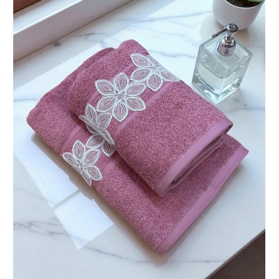 ΣΕΤ ΠΕΤΣΕΤΕΣ 2ΤΜΧ ΜΕ ΔΑΝΤΕΛΑ DUSTY PINK COMO ΣΕ ΚΟΥΤΙ 50Χ90+70Χ140 LINEAHOME