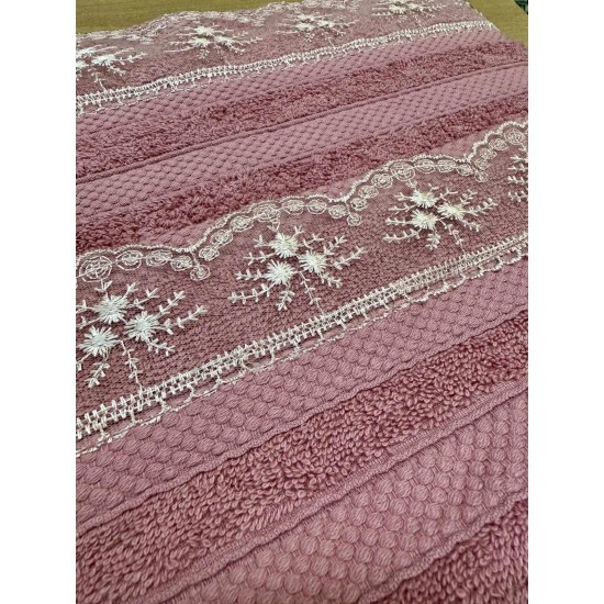 ΣΕΤ ΠΕΤΣΕΤΕΣ 2ΤΜΧ ΜΕ ΔΑΝΤΕΛΑ DUSTY PINK ΣΕ ΚΟΥΤΙ 50Χ90+70Χ140 LINEAHOME