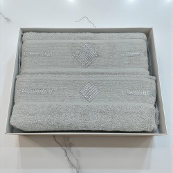 ΣΕΤ ΠΕΤΣΕΤΕΣ 2ΤΜΧ ΜΕ ΣΤΡΑΣ DIAMOND ΓΚΡΙ ΣΕ ΚΟΥΤΙ 50Χ90+70Χ140 LINEAHOME