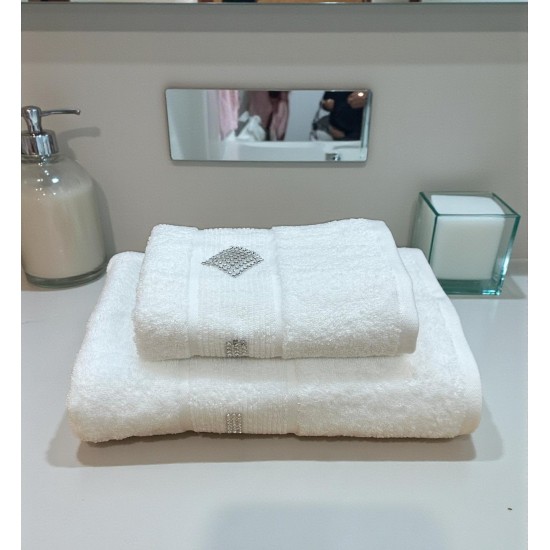 ΣΕΤ ΠΕΤΣΕΤΕΣ 2ΤΜΧ ΜΕ ΣΤΡΑΣ DIAMOND ΛΕΥΚΟ ΣΕ ΚΟΥΤΙ 50Χ90+70Χ140 LINEAHOME