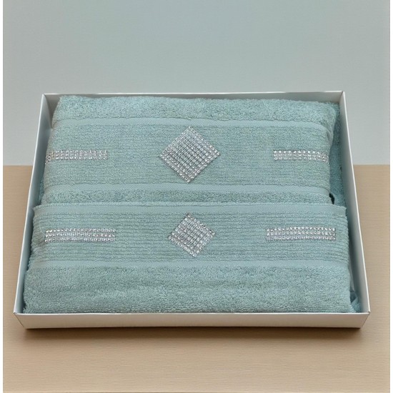 ΣΕΤ ΠΕΤΣΕΤΕΣ 2ΤΜΧ ΜΕ ΣΤΡΑΣ DIAMOND ΜΕΝΤΑ   ΣΕ ΚΟΥΤΙ 50Χ90+70Χ140 LINEAHOME