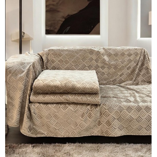 Αντιολισθητικό ριχτάρι βελούρ  rafles μόκα μεμονωμένα 180X320 LINEAHOME