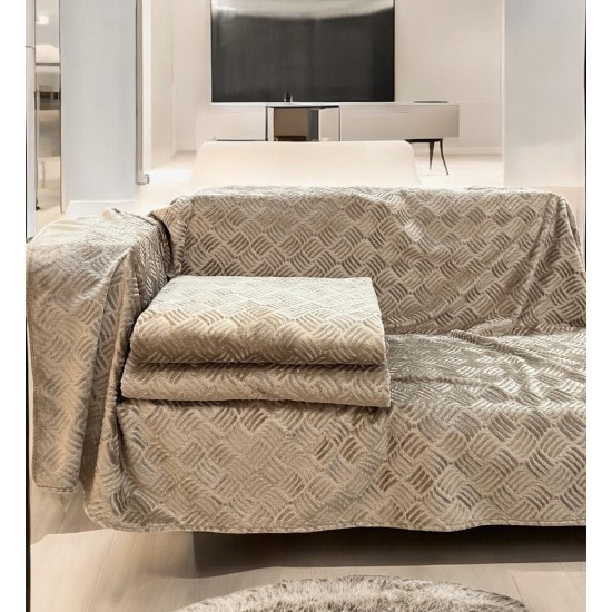 Αντιολισθητικό ριχτάρι βελούρ  rafles μόκα μεμονωμένα 180X320 LINEAHOME