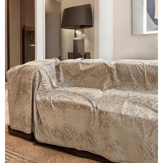 Αντιολισθητικό ριχτάρι βελούρ  σετ 3τμχ. flame μόκα LINEAHOME