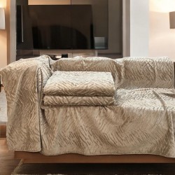 Αντιολισθητικό ριχτάρι βελούρ  σετ 3τμχ. flame μόκα LINEAHOME