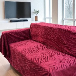 Αντιολισθητικό ριχτάρι βελούρ  σετ 3τμχ. flame μπορντω LINEAHOME