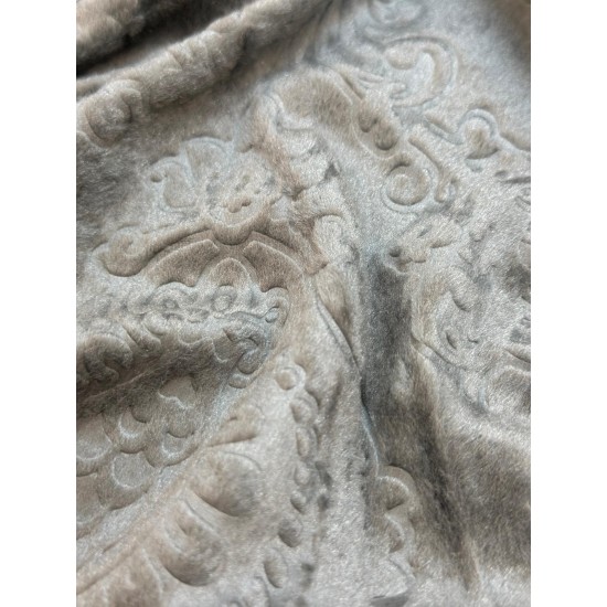 Αντιολισθητικό ριχτάριι βελούρ  σετ 3τμχ. μπαρόκ γκρι LINEAHOME