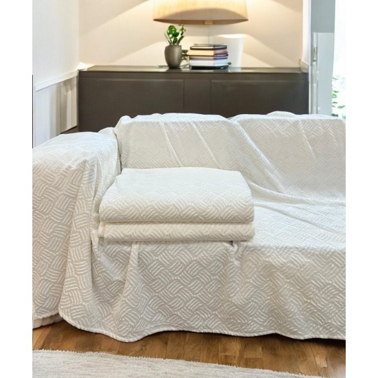 Αντιολισθητικό ριχτάριι βελούρ  σετ 3τμχ. rafles εκρού LINEAHOME