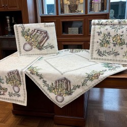 ΣΕΤ 5ΤΜΧ ΚΑΡΕ ΣΤΟΦΑ ΔΑΜΑΣΚΟ ΙΣΠΑΝΙΑΣ ELIA ΤΡΑΠ/ΛΟ 140Χ140 ,ΚΑΡΕ 100Χ100 +ΤΡΑΒΕΡΣΑ 45Χ140  + LINEAHOME