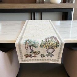 ΣΕΤ 5ΤΜΧ ΚΑΡΕ ΣΤΟΦΑ ΔΑΜΑΣΚΟ ΙΣΠΑΝΙΑΣ ELIA ΤΡΑΠ/ΛΟ 140Χ140 ,ΚΑΡΕ 100Χ100 +ΤΡΑΒΕΡΣΑ 45Χ140  + LINEAHOME