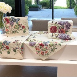 ΣΕΤ 5ΤΜΧ ΚΑΡΕ ΣΤΟΦΑ ΔΑΜΑΣΚΟ ΙΣΠΑΝΙΑΣ  PAPPILION ΤΡΑΠ/ΛΟ 140Χ140 ,ΚΑΡΕ 100Χ100 +ΤΡΑΒΕΡΣΑ 45Χ140  + LINEAHOME