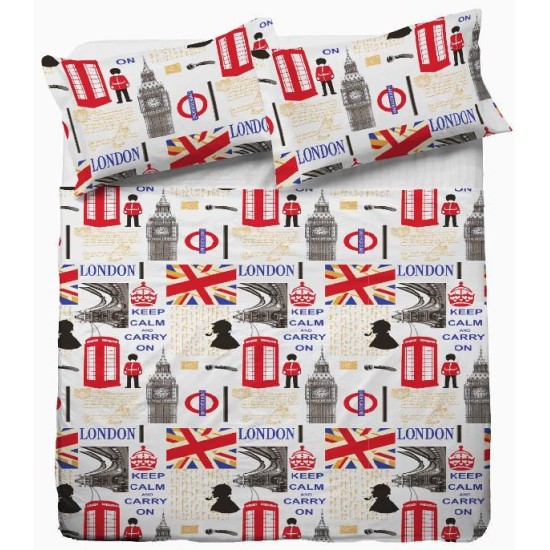 ΣΕΤ ΣΕΝΤΟΝΙΑ  ΕΜΠΡΙΜΕ LONDON ΒΑΜΒΑΚΕΡΟ ΥΠΕΡΔΙΠΛΟ 220Χ240 LINEAHOME