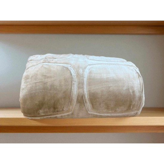 ΚΟΥΒΕΡΤΑ ΑΝΑΓΛΥΦΗ  ΒΕΛΟΥΤΕ CARRE SILK TOUCΗ ΜΠΕΖ ΥΠΕΡΔΙΠΛΗ 220Χ240 LINEAHOME