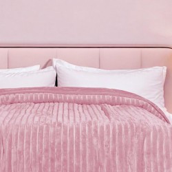ΚΟΥΒΕΡΤΑ ΑΝΑΓΛΥΦΗ  ΒΕΛΟΥΤΕ LANE SILK TOUCΗ ΡΟΖ ΜΟΝΗ 160X220 LINEAHOME