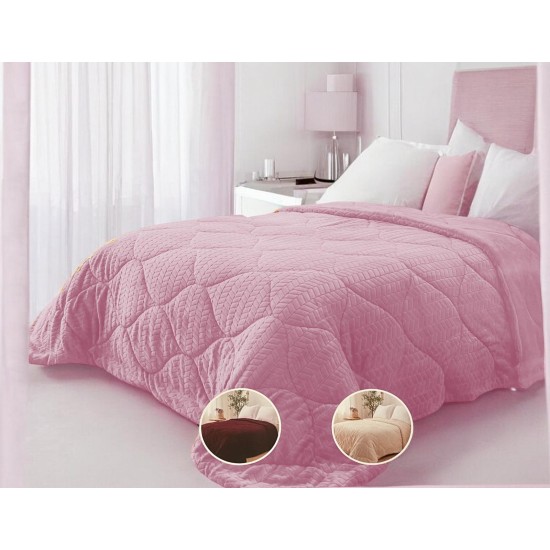 ΚΟΥΒΕΡΤΟΠΑΠΛΩΜΑ ΑΝΑΓΛΥΦΟ EXPLORA  ΥΠΕΡΔΙΠΛΟ DUSTY PINK 220Χ240 LINEAHOME