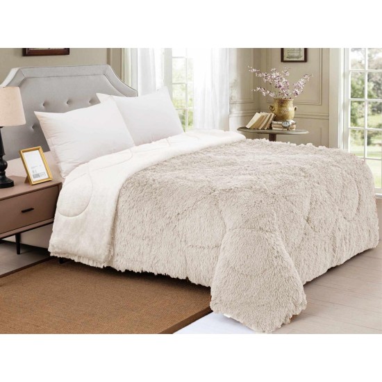 ΚΟΥΒΕΡΤΟΠΑΠΛΩΜΑ  ΓΟΥΝΙΝΟ HAIRY  ΕΚΡΟΥ ΜΟΝΟ 160X210 LINEAHOME