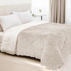 ΚΟΥΒΕΡΤΟΠΑΠΛΩΜΑ  ΓΟΥΝΙΝΟ HAIRY  ΕΚΡΟΥ ΜΟΝΟ 160X210 LINEAHOME