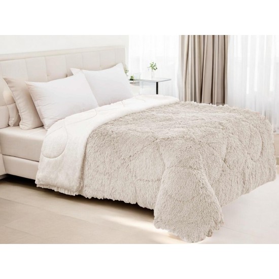 ΚΟΥΒΕΡΤΟΠΑΠΛΩΜΑ  ΓΟΥΝΙΝΟ HAIRY  ΕΚΡΟΥ ΜΟΝΟ 160X210 LINEAHOME