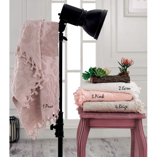 Beauty Home Πετσέτα προσώπου ζακάρ με δετό κρόσι Art 3180 50x90 Ροζ