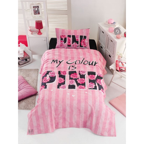 Beauty Home Σετ κουβερλί μονό Pink Art 6113 160x240 Ροζ