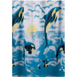 Κουρτίνα Μπάνιου Κ-6 - Λευκό-Μπλε - Διάσταση: 200 x 180 cm