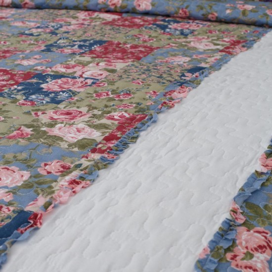 Κουβερλί Εμπριμέ Σετ Γ-1 Μονό - Μπλε - Διάσταση: 160 x 220 cm + 50 x 70 cm