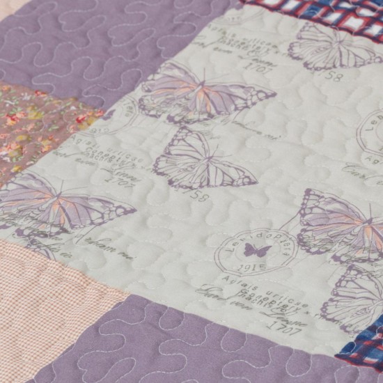 Κουβερλί Εμπριμέ Σετ Γ-15 Υπέρδιπλο - Λιλά - Διάσταση: 220 x 240 cm + (2) 50 x 70 cm