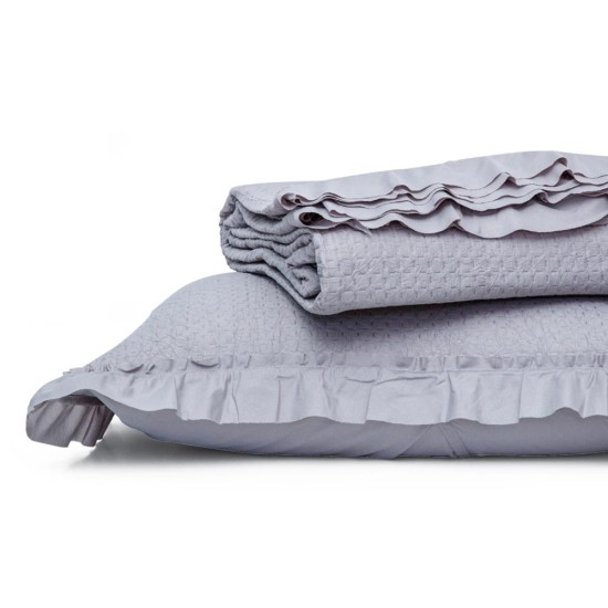 Κουβερλί Μονόχρωμο Σετ Anais Μονό - Γκρι - Διάσταση: 160 x 220 cm + 50 x 70 cm