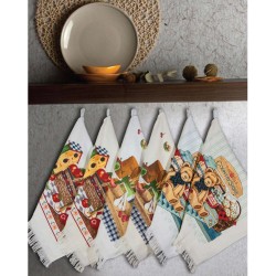 Ποτηρόπανα Κουζίνας Κρόσσι - Εκρού, Λευκό - Διάσταση: (12) 40 x 70 cm