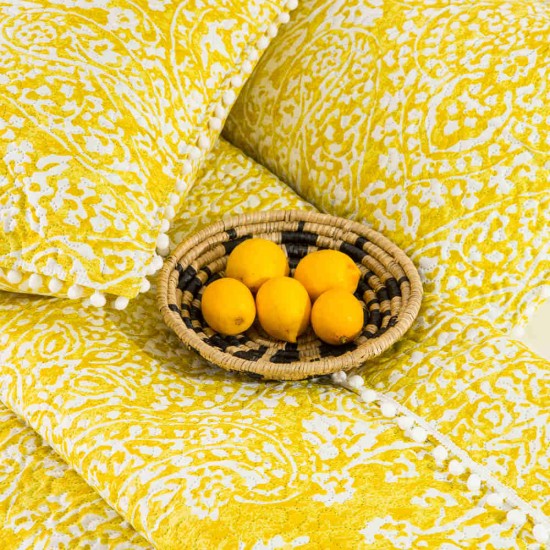Κουβερλί Εμπριμέ Σετ Maya Μουσταρδί Υπέρδιπλο - Μουσταρδί - Διάσταση: 220 x 240 cm + (2) 50 x 70 cm