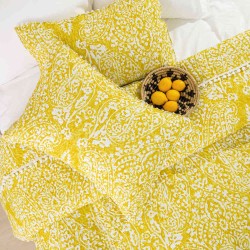 Κουβερλί Εμπριμέ Σετ Maya Μουσταρδί Υπέρδιπλο - Μουσταρδί - Διάσταση: 220 x 240 cm + (2) 50 x 70 cm