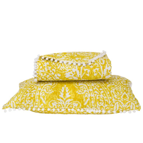 Κουβερλί Εμπριμέ Σετ Maya Μουσταρδί Υπέρδιπλο - Μουσταρδί - Διάσταση: 220 x 240 cm + (2) 50 x 70 cm