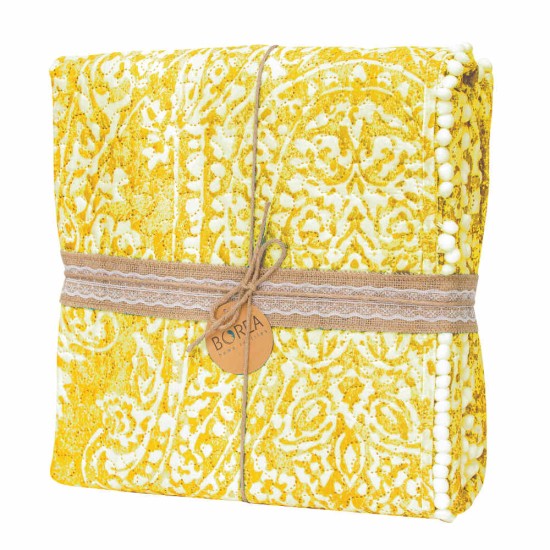 Κουβερλί Εμπριμέ Σετ Maya Μουσταρδί Υπέρδιπλο - Μουσταρδί - Διάσταση: 220 x 240 cm + (2) 50 x 70 cm