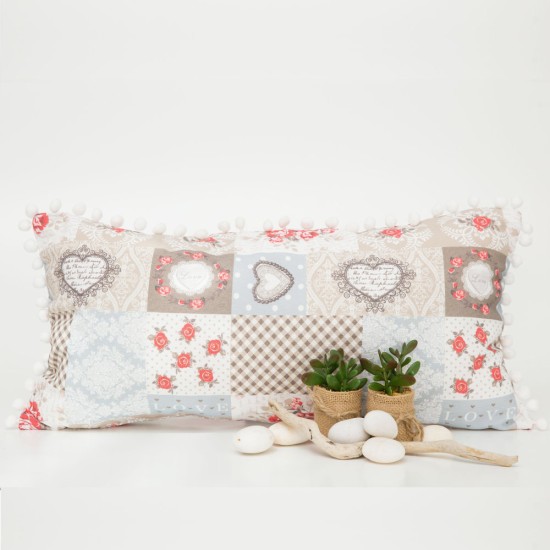 Μαξιλάρι Διακοσμητικό Hearts - Μπεζ - Διάσταση: 30 x 60 cm