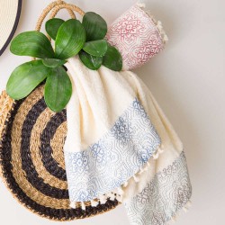 Πετσέτα Θαλάσσης Eloise - Εκρού-Ροζέ - Διάσταση: 70 x 140 cm