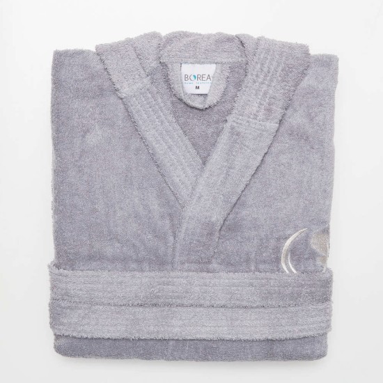 Μπουρνούζι Ενηλίκων Με Κουκούλα Logo Γκρι - Γκρι - Διάσταση: XXL