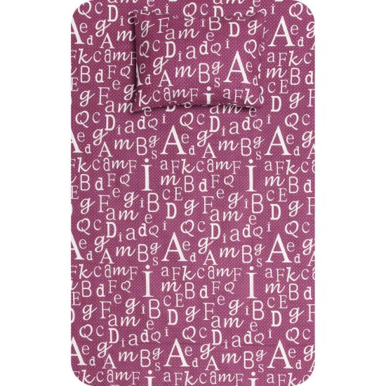 Σεντόνι Σετ 2ΤΜΧ Γράμματα Μονό Μπορντώ - Μπορντώ - Διάσταση: 160 x 240 cm + 50 x 70 cm