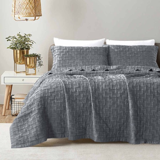 Κουβέρτα Ζακάρ Σετ Africa Ανθρακί Υπέρδιπλη - Ανθρακί - Διάσταση: 230 x 245 cm + (2) 50 x 70 cm