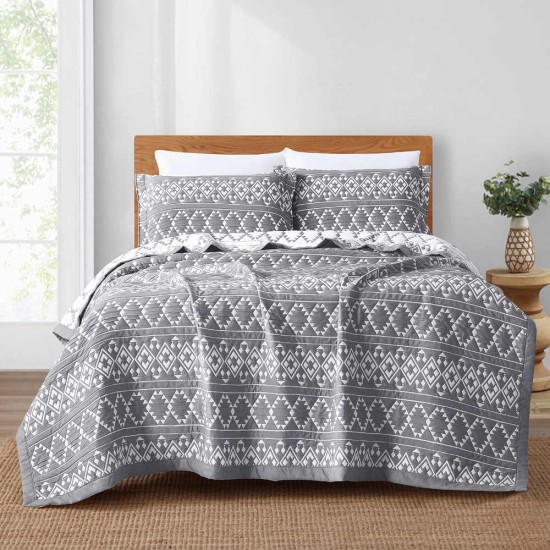 Κουβέρτα Ζακάρ Σετ Aztek Ανθρακί Υπέρδιπλη - Ανθρακί - Διάσταση: 230 x 245 cm + (2) 50 x 70 cm