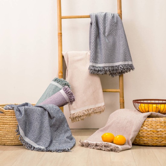 Ριχτάρι Βαμβακερό Πολυθρόνας Basic - Γκρι - Διάσταση: 180 x 150 cm